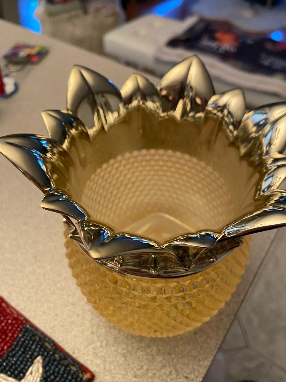 Gold Pineapple Accent Vase - Decorative Tabletop Vase
